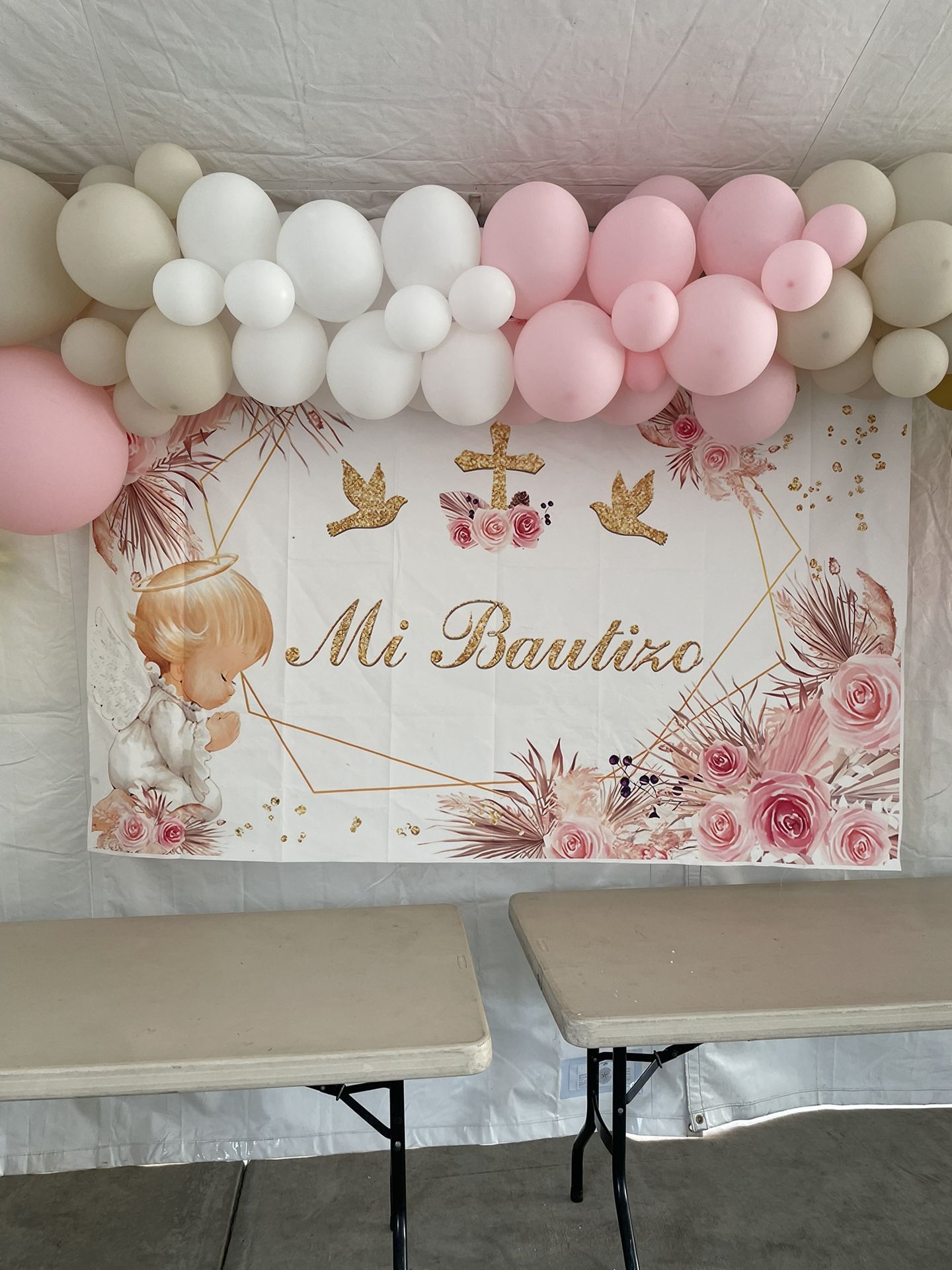 Baptism Backdrop and Foam Photo Frame Prop