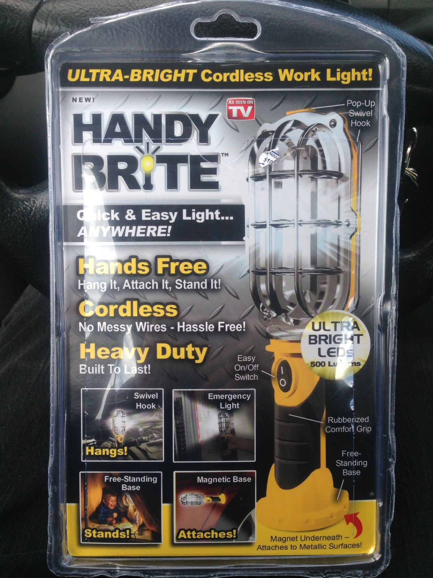 Handy Brite Cordless Work Light, 500 Lumens LED SEALED NEW ***
