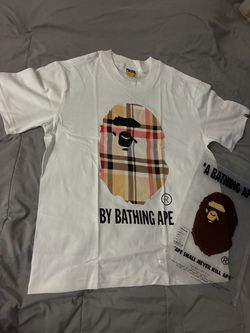BAPE A Bathing Ape Plaid Ape Head Tee White