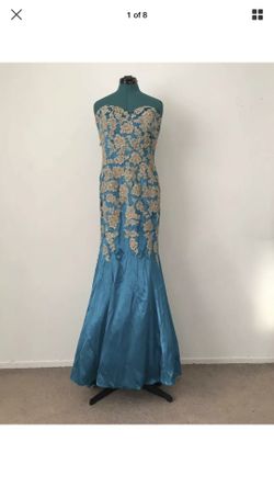 Stunning Blue Jovani Mermaid Prom Dress