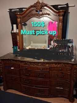 Wood Dresser with Mirror