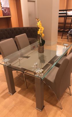 Glass Top Dining Table with 4 chairs