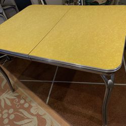 1950’s Yellow Cracked Ice Kitchen Table