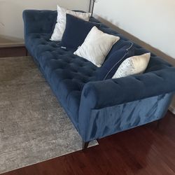 2 New Navy Blue Upholstered Sofas $700