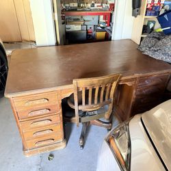 Wooden Desk And Chair 