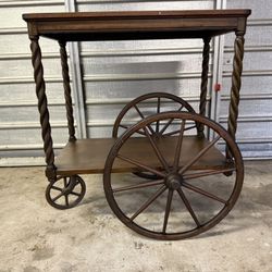 Antique Wooden Rolling Cart