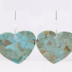 Silver And Turquoise Heart Earrings 