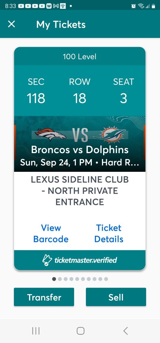 4 50 Yard Line Tickets Fins Vs Broncos For Stanley Cup