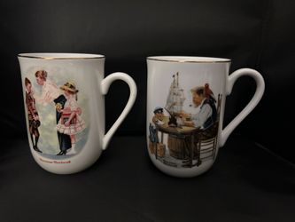 2 Norman  Rockwell Vintage Cups