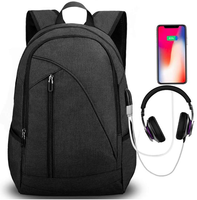Brand New Seal In Bag 17-Inch Water Resistant Laptop Backpack with USB Charging Port Headphone Port Fits up to Laptop Computer Backpacks Travel Dayp