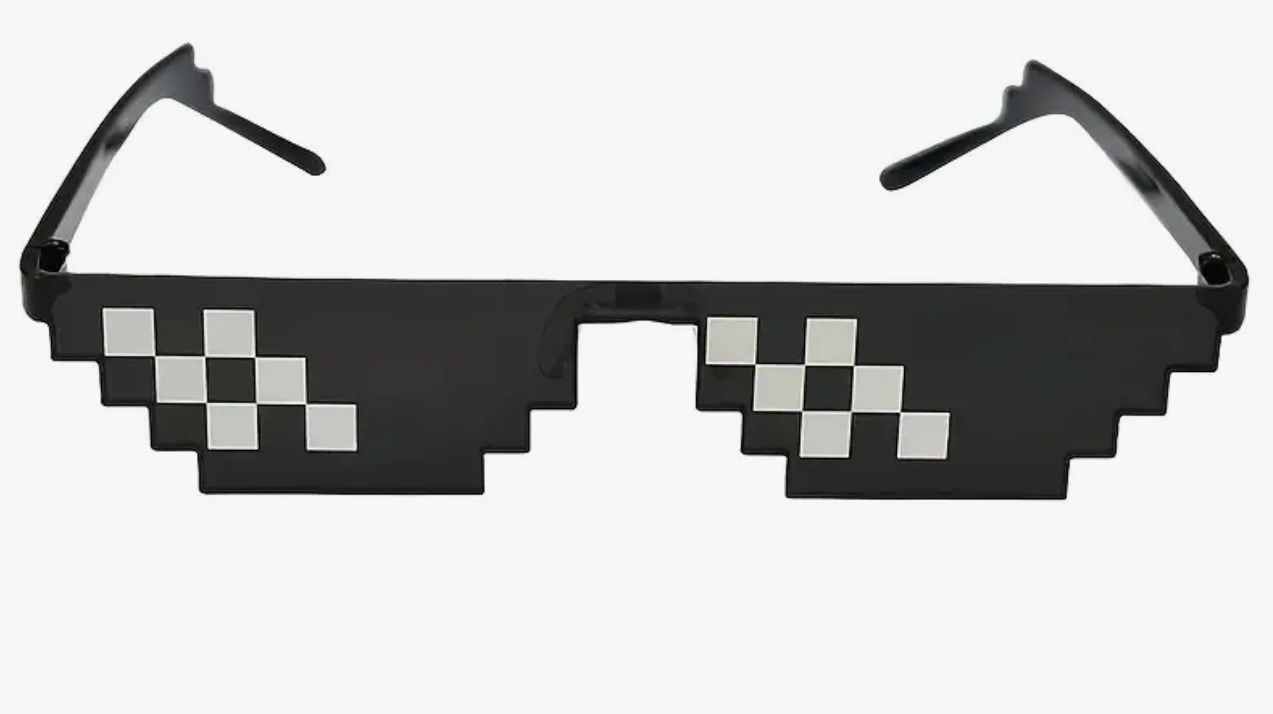 Mosaic Two-dimensional Pixel Thin Rimless Irregular Black Frame Fashion Glasses For Decoration