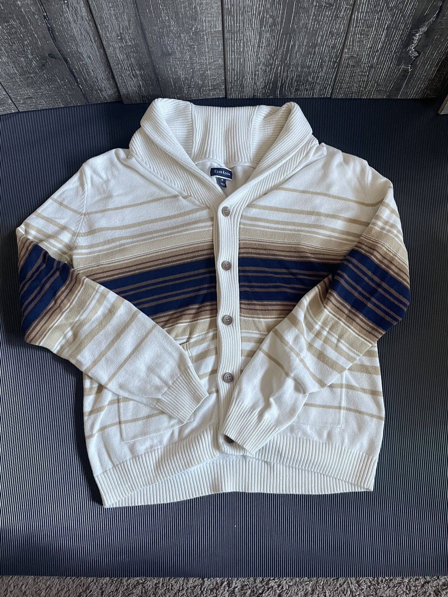 White, brown, and black cardigan Large fitting and new