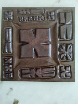 Vintage Brown Satin Glaze Ceramic Franciscan CONTOURS Interpace  Tile 484R c1960 Gladding McBean