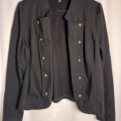 Tommy Hilfiger Women's Military Band Casual Coat Navy Size L Buttons Cotton 