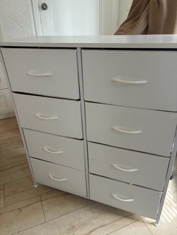 White 8-Drawer Fabric Dresser