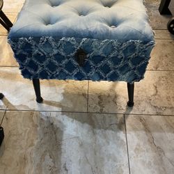 Blue Denim Ottoman