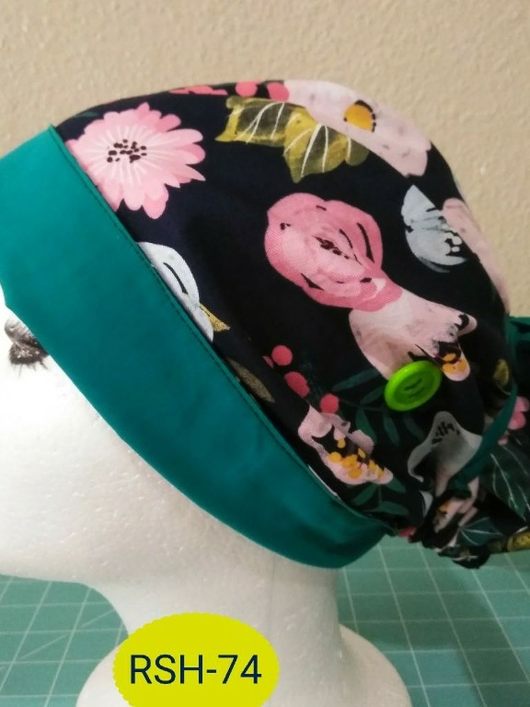 Two Tone Reversible Surgical Scrub Hat W/ Buttons