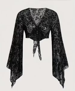 Plus Size Mesh Top/cardigan