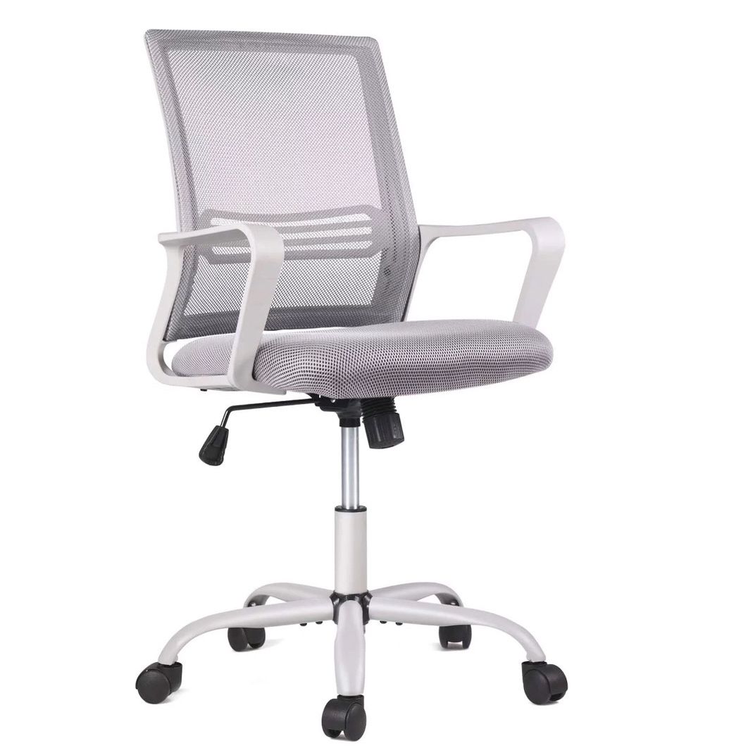 Smugdesk Ergonomic Mid Back Breathable Mesh Swivel Desk Chair with Adjustable Height and Lumbar Support Armrest for Home, Office, and Study, Grey