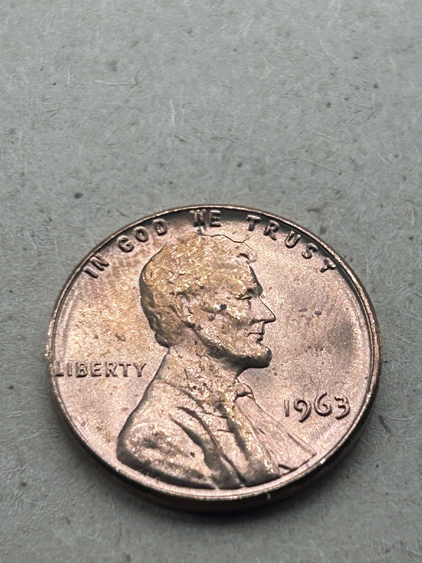 1963 Penny No Mint Mark Lincoln Memorial Cent Coin with 'L' Letter On Rim Error