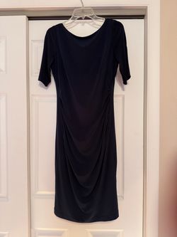 Vince Camuto Navy Midi Draped Sheath Dress - Size 12