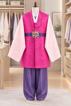 Korean Boutique YEDAM Pink + purple authentic Korean Men’s Hanbok Full - set