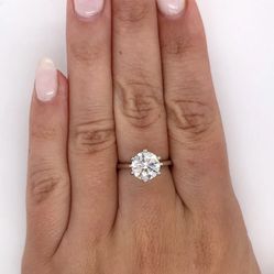 NEW! 2CT. Round Brilliant Solitaire, Certified Moissanite Gemstone Engagement Ring, Please See Details 🌷