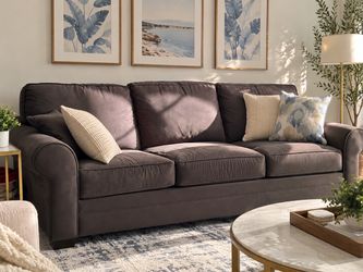 Cindy Crawford Dark Brown Upholstered 3-Seat Sofa