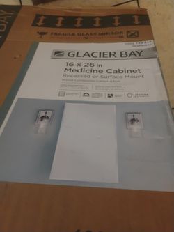BRAND NEW IN OEM SEALED BOX Glacier Bay 16 x 26 inch Medicine Cabinet with Mirror Recessed or Surface Mount