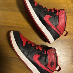 Air Jordan 1 Black/Red Youth Sneakers - Size 1.5Y