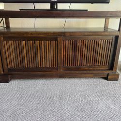TV Stand With Shelving And Sliding Doors 
