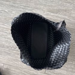 Woven black/silver leather purse