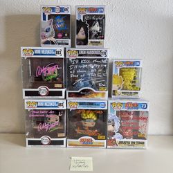 Autographed Anime Funko Pops - Demon Slayer, Naruto, AOT
