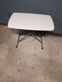 Tray Table -Plastic Adjustable Height Folding Utility Table