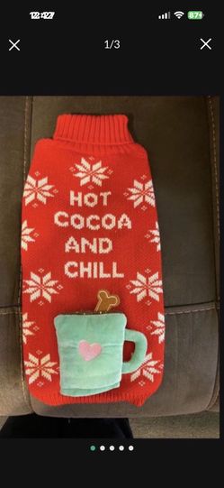 MERRY & BRIGHT HOT COCOA UGLY DOG SWEATER. CHRISTMAS. SIZE MEDIUM. 