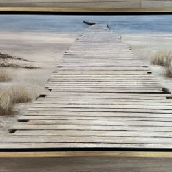 Framed Beach Walkway Canvas Art Print