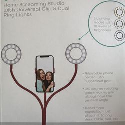 Ring Light Selfie Clip With 2 Lights Adjustable Modes