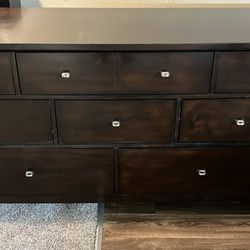 Dark Wood Dresser – 9 Drawers (4 Small, 3 Medium, 2 Large)
