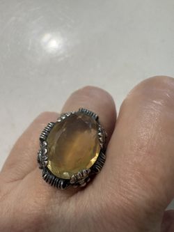 Vintage Sterling Silver Natural Citrine Ring