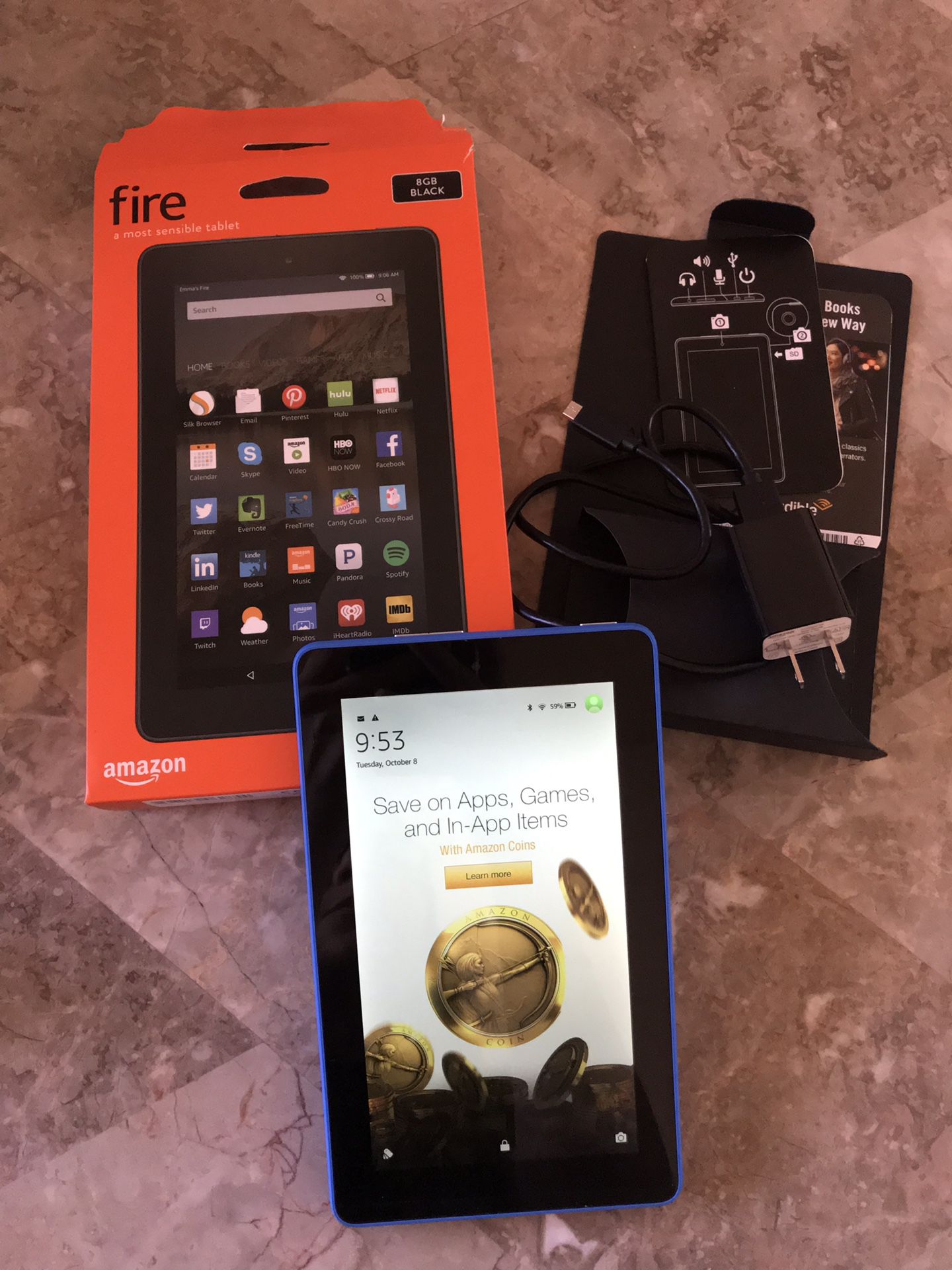 Amazon Kindle Fire Blue Tablet 8GB Like New
