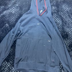 Nike FC Black Hoodie Men’s Large Soccer Pullover Sweatshirt Red Trim Athletic Fit