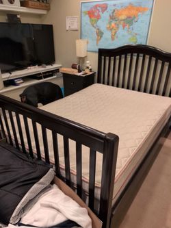 Full size bed frame, mattress and box spring
