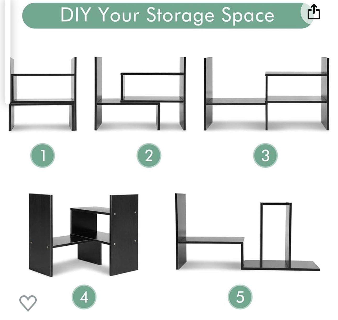 MMdipon Desk Shelf Organizers and Storage, Expandable Mini Bookshelf for Bedroom, Adjustable Wood Desktop Shelf Black, Home & Office Decor(Bark)