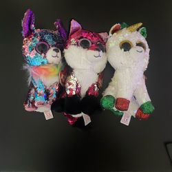 3 Glitter Beanie Boos