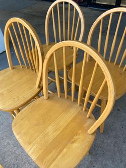 Set of 4 Windsor Wood Dining Chairs