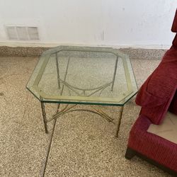 Vintage Brass And Glass Table
