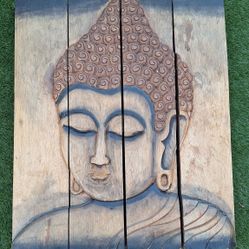Brand New World Market Wooden Buddha Carved Wall Art