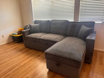 Gray Corduroy Sectional Sofa