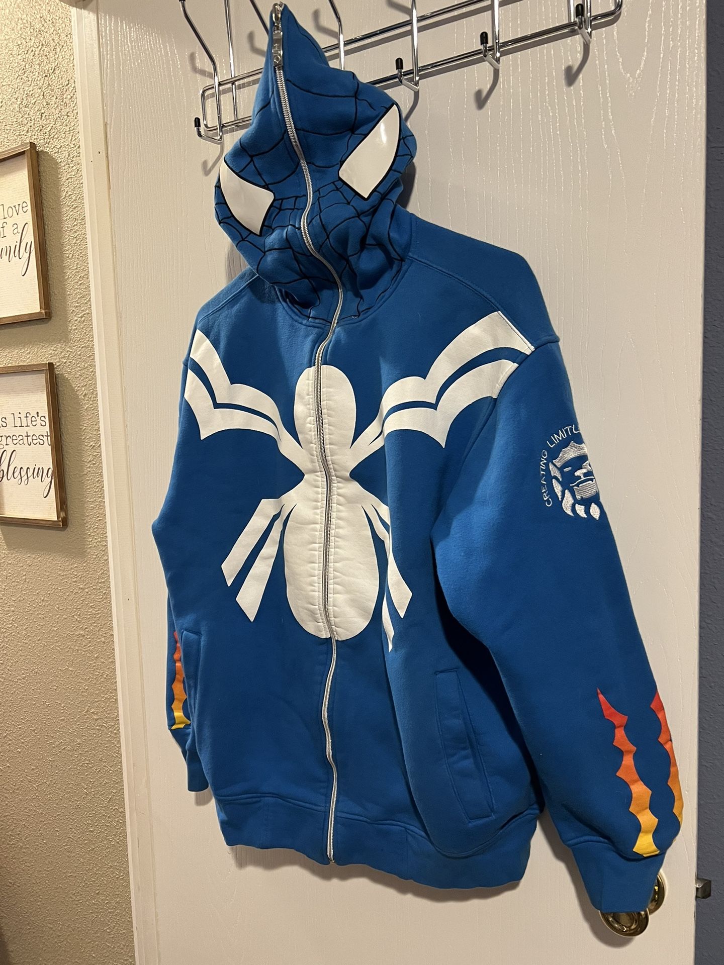 Creating Limitless Heights Rare Blue Spider Man Sweatshirt 
