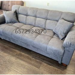 Gray Sofa Bed Sleeper Couch Futon 84x36x34 "